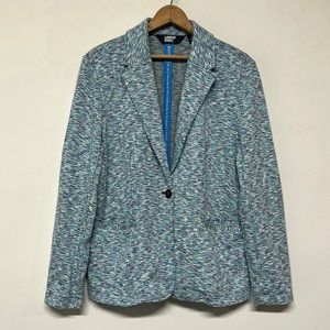 Lands’ End Surfside Blue Basket Jacquard Sports Knit Blazer Soft & Comfy